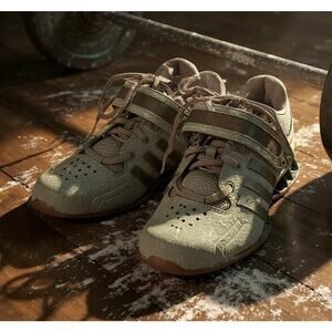 Adidas AdiPower Weightlifting Shoe Mens Sz 6 Army Military Cargo Green Gum Steel